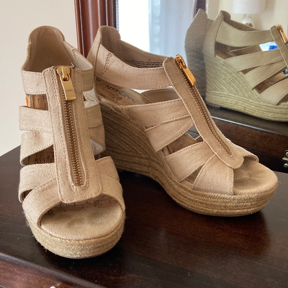 Tan Espadrille Wedge Sandals
